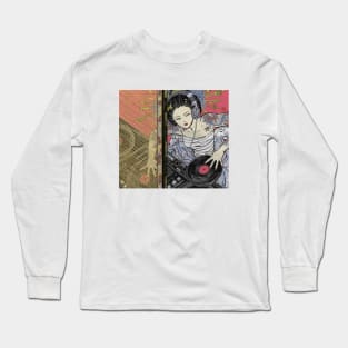 Japanese Geisha DJ Vaporwave Aesthetic Long Sleeve T-Shirt